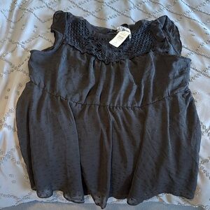 Torrid Black Smocked Ruffled Blouse